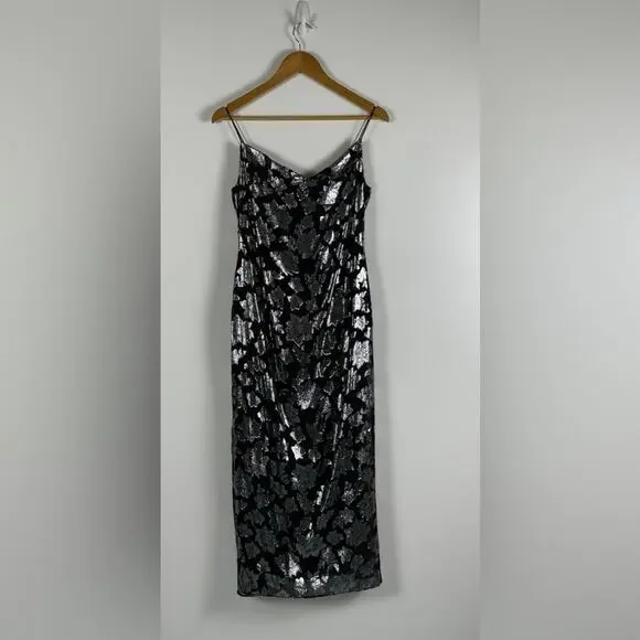 Club Monaco Silk Jacquard Slip Midi Dress Size 0 - Picture 6 of 12